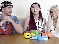 Three pornstars playing games hungry hippos
